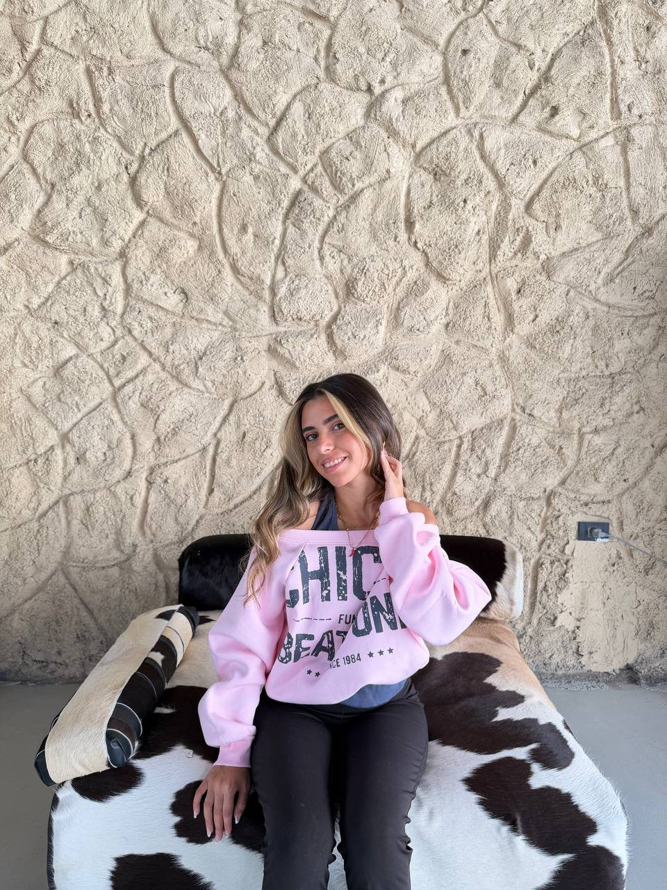 Off shoulder hoodie