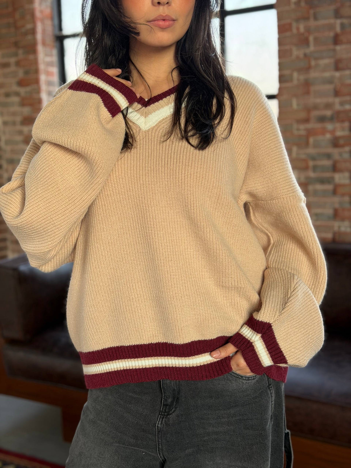 Varsity V-Neck Sweater