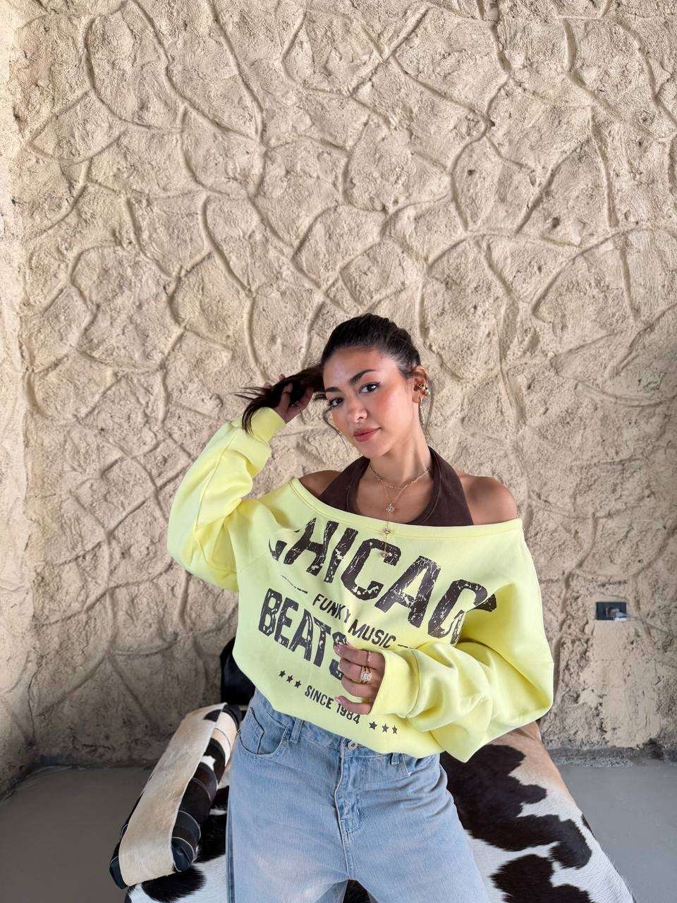 Off shoulder hoodie