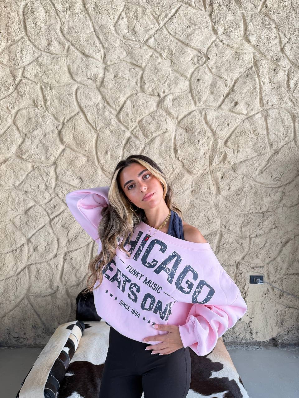 Off shoulder hoodie