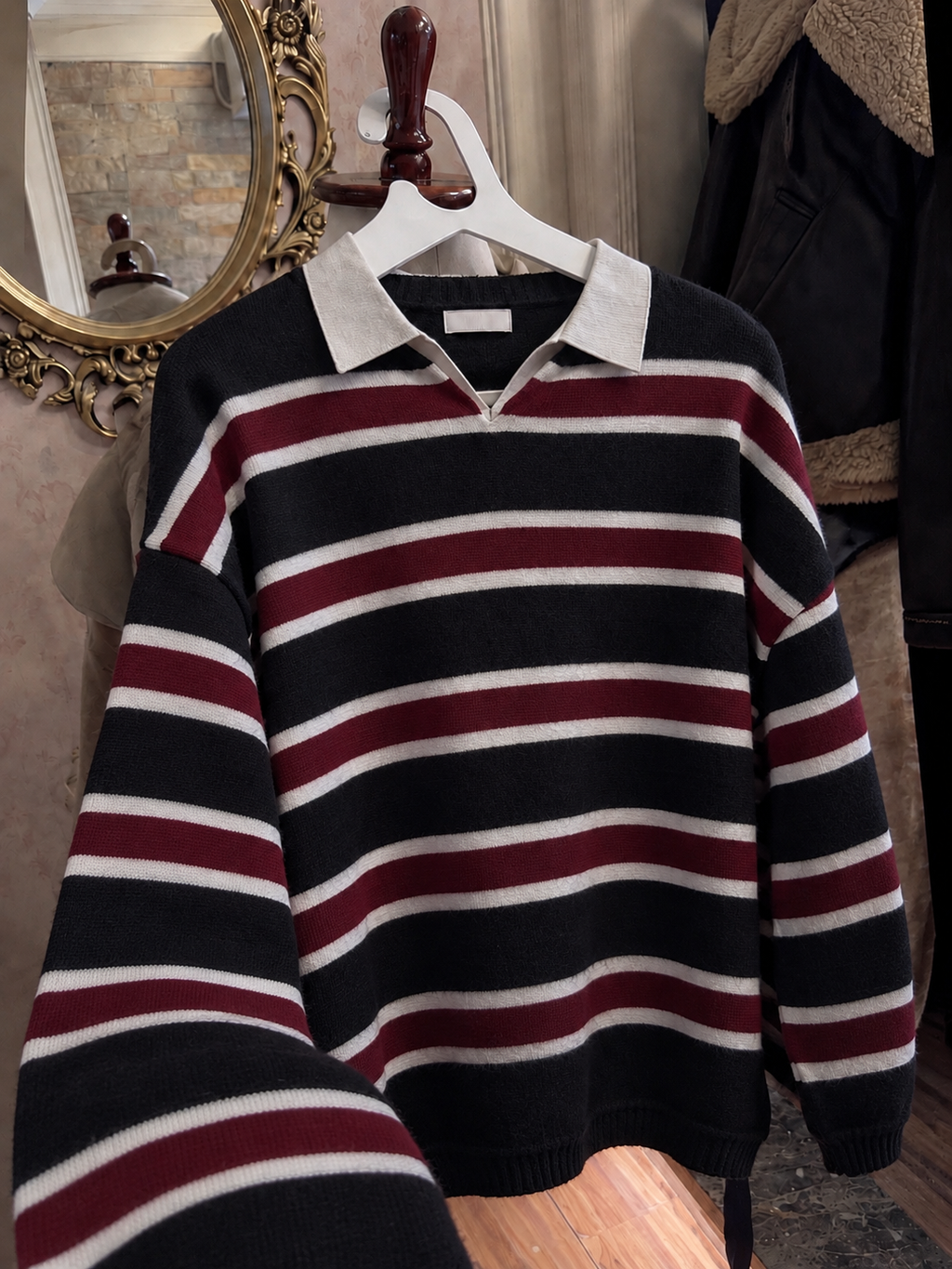 Striped Collared Sweater