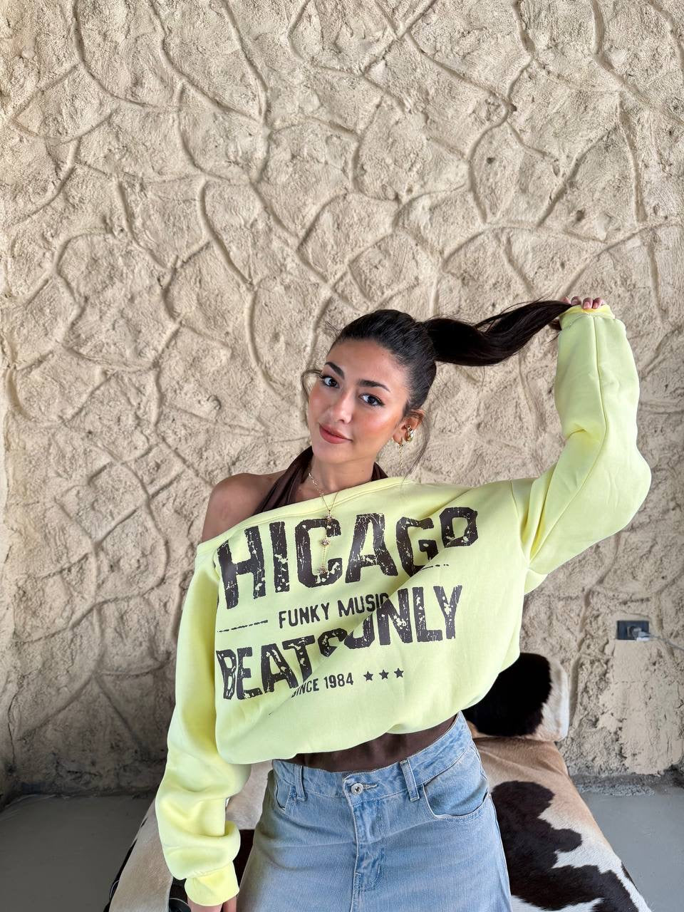Off shoulder hoodie