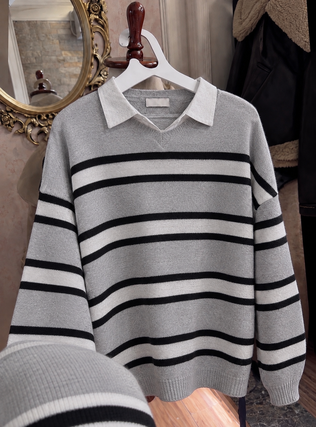 Striped Collared Sweater