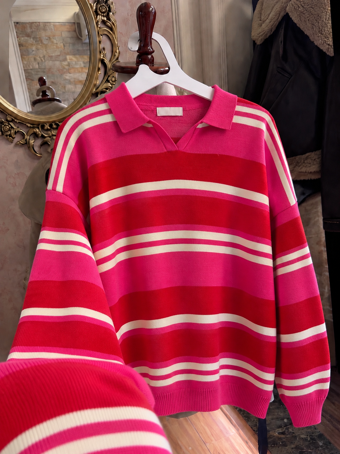 Striped Collared Sweater